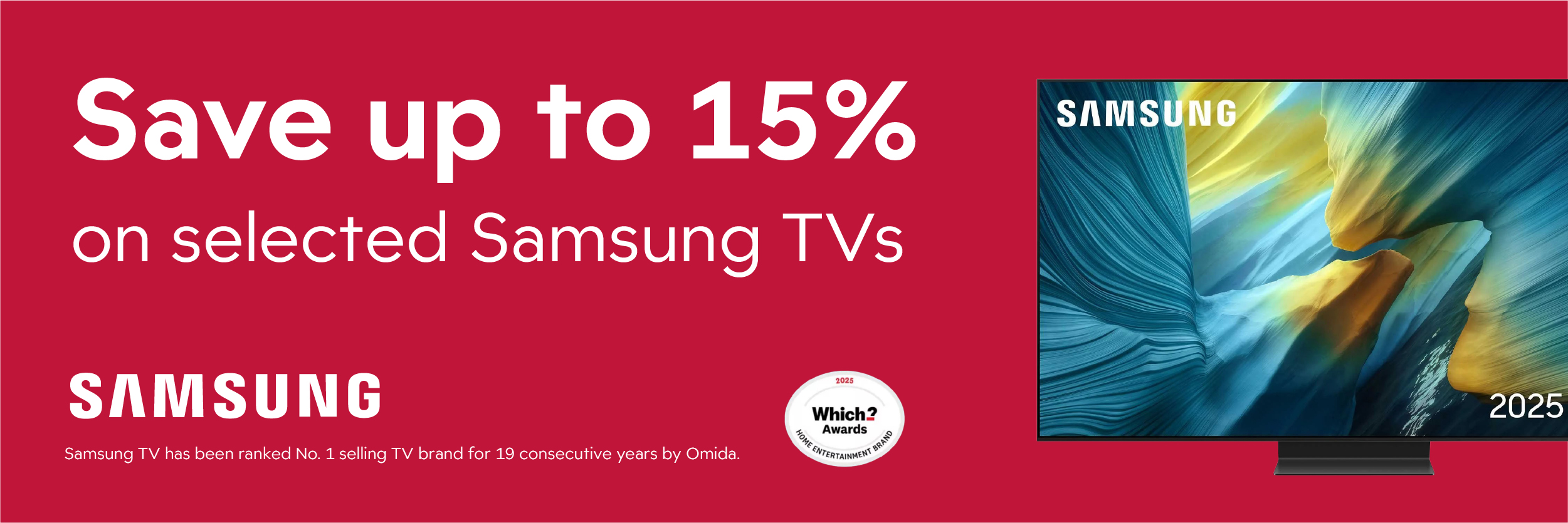 Save up to 15% on selected Samsung TVs